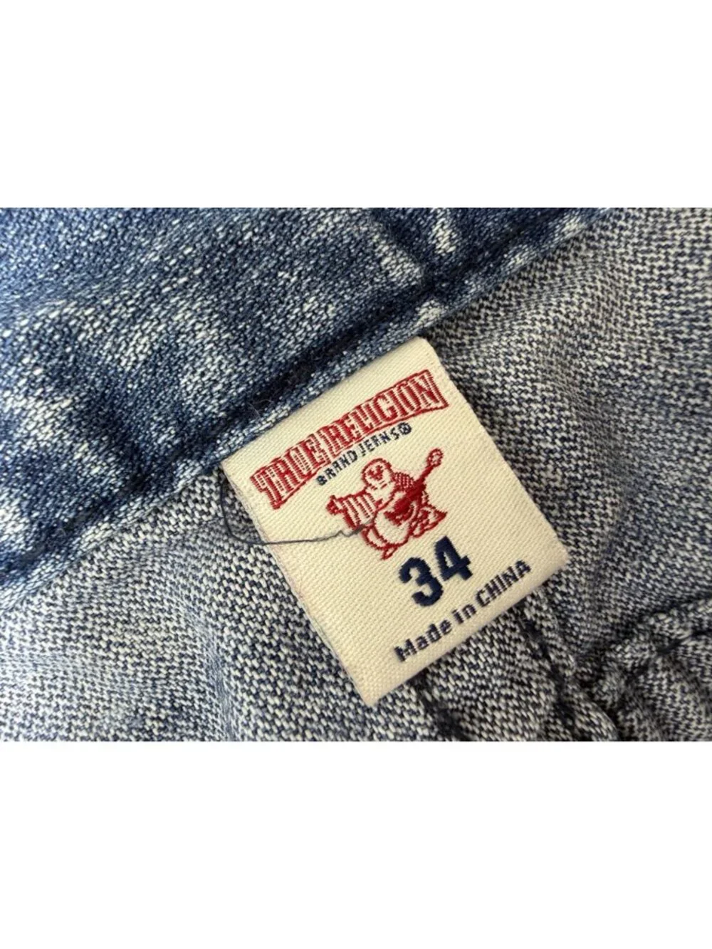 True Religion Acid Wash jeans Mens 34X33 Straight 100% Cotton Flap Pockets Y2K